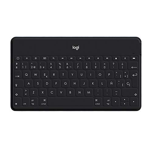 Logitech Keys-To-Go Teclado Inalámbrico Bluetooth para iPhone, iPad, Apple TV, ligero, Ultraportátil, Disposición QWERTY Español, Negro