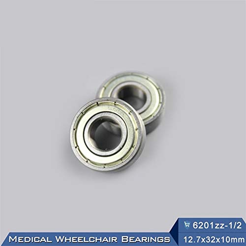 LOGO Profesional 2pcs sillas de Ruedas de la Rueda Trasera del Tambor de cojinete ID 1/2 Pulgadas 12.7x32x10 mm Accesorios for Silla de Ruedas 6201 Presión ZZ Rodamientos de Rueda