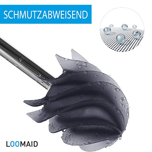 LOOMAID Escobilla WC de Silicona con Efecto Flor de Loto - Escobilla de baño higiénica de acero inoxidable, recambio (gris)