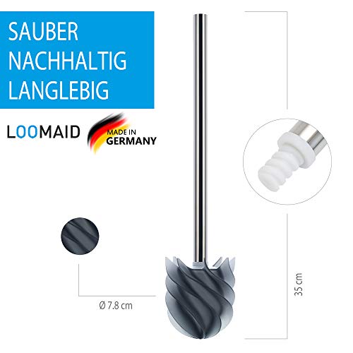 LOOMAID Escobilla WC de Silicona con Efecto Flor de Loto - Escobilla de baño higiénica de acero inoxidable, recambio (gris)