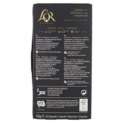 L'Or Espresso Café Or Absolu Intensidad 9 - 100 cápsulas de aluminio compatibles con máquinas Nespresso (R)* (10 Paquetes de 10 cápsulas)