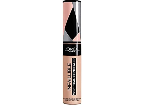 L'Oréal Paris Infalible, Corrector de cobertura completa y acabado natural, More than Concealer,Tono 324 Oatmeal/Avoine, 11 ml