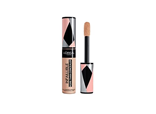 L'Oréal Paris Infalible, Corrector de cobertura completa y acabado natural, More than Concealer,Tono 324 Oatmeal/Avoine, 11 ml