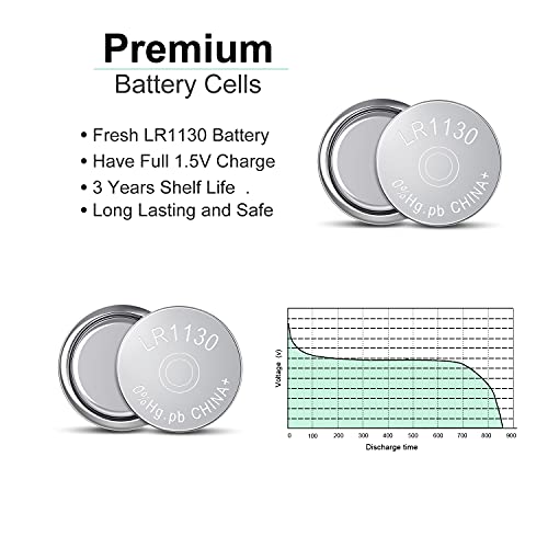 LR1130 AG10 Pila de Botón Alcalinas 1131 189 1,5V 32 Piezas, Sin Plomo Ni Mercurio【3 Años de Garantía】