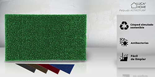 LucaHome - Felpudo Astroturf Reciclado 40x70 con Base Antideslizante, Felpudo de Césped Artificial,, Tacto Agradable, Ideal para Interior o Exterior (Verde)