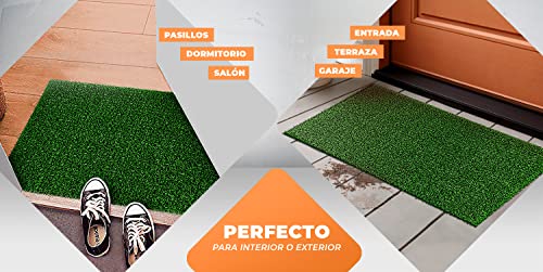 LucaHome - Felpudo Astroturf Reciclado 40x70 con Base Antideslizante, Felpudo de Césped Artificial,, Tacto Agradable, Ideal para Interior o Exterior (Verde)