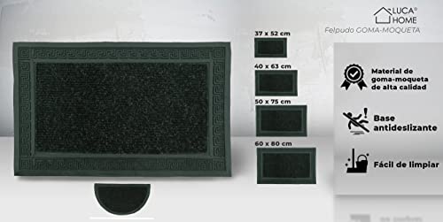 LucaHome - Felpudo Entrada casa Negro 50x75 cm Rectangular de Goma-Moqueta Base Antideslizante, Felpudo, fácil Limpieza, Felpudo Absorbente, Fepudo para Exterior e Interior