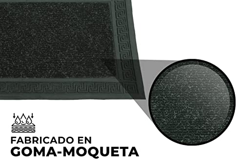 LucaHome - Felpudo Entrada casa Negro 50x75 cm Rectangular de Goma-Moqueta Base Antideslizante, Felpudo, fácil Limpieza, Felpudo Absorbente, Fepudo para Exterior e Interior