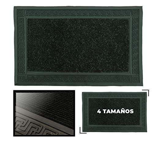 LucaHome - Felpudo Entrada casa Negro 50x75 cm Rectangular de Goma-Moqueta Base Antideslizante, Felpudo, fácil Limpieza, Felpudo Absorbente, Fepudo para Exterior e Interior