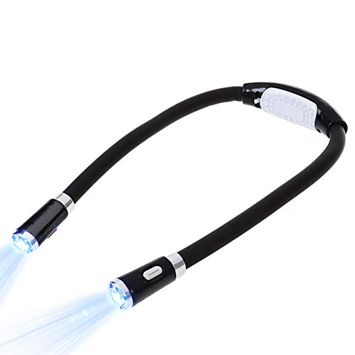 Luz Led Para Libros, Luz De Abrazo, Luz De Lectura Para El Cuello Colgante Manos Libres, 4 Cuentas De Lámpara Led, Modo De Cuatro Velocidades, Se Puede Leer En La Cama o En El Automóvil (Negro)