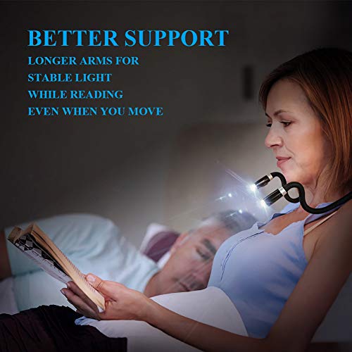 Luz Led Para Libros, Luz De Abrazo, Luz De Lectura Para El Cuello Colgante Manos Libres, 4 Cuentas De Lámpara Led, Modo De Cuatro Velocidades, Se Puede Leer En La Cama o En El Automóvil (Negro)