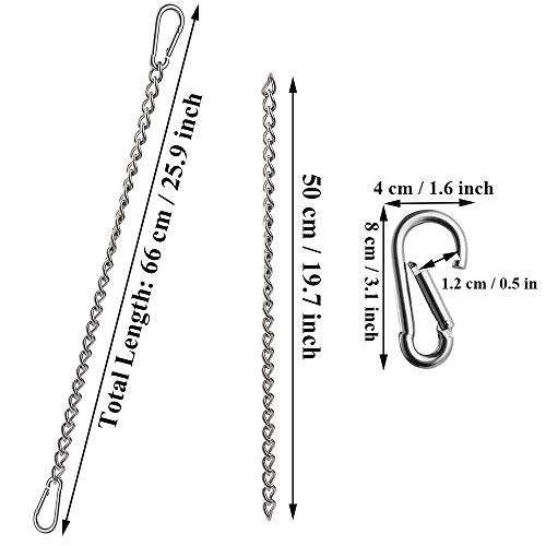 LWZko Cadena con Dos Mosquetones, Cadena Silla Colgante, 66 cm Acero Inoxidable Cadena Silla Colgante con Dos Mosquetones Silla Colgante para Interior y Exterior, Columpio, Carga Máxima 400 Kg