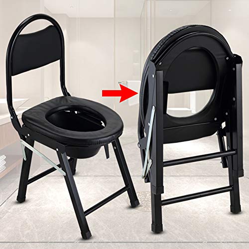 LYF STOOLS Silla Plegable con Orinal, Dormitorio Asiento, Incorporado en el WC, incontinencia Presidente, Ligeramente extraíble y Antideslizante para sillas de Plato de Ducha, Negro