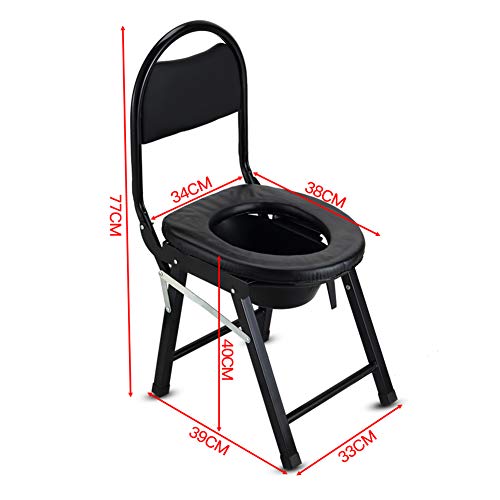 LYF STOOLS Silla Plegable con Orinal, Dormitorio Asiento, Incorporado en el WC, incontinencia Presidente, Ligeramente extraíble y Antideslizante para sillas de Plato de Ducha, Negro