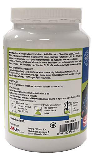 MABOflex Advanced 450 g (30 días) - Colágeno Hidrolizado en Polvo con Acido Hialurónico Magnesio Vitamina B1 B2 B6 Glucosamina Condroitina - Sabor Cítricos