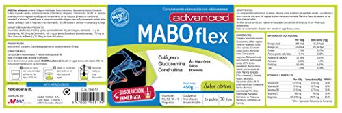 MABOflex Advanced 450 g (30 días) - Colágeno Hidrolizado en Polvo con Acido Hialurónico Magnesio Vitamina B1 B2 B6 Glucosamina Condroitina - Sabor Cítricos