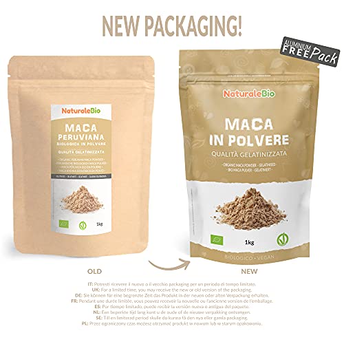 Maca Andina Ecológica en Polvo 1 kg. Organic Maca Powder Gelatinized. Peruana, Bio y Pura, viene de raíz de Maca Organica - Gelatinizada - NaturaleBio