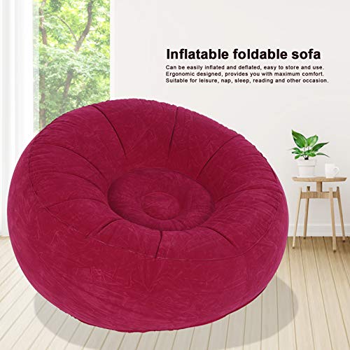 MAGT Sofá Individual, 2 Colores al Aire Libre Plegable Inflable Flocado sofá Individual Silla para Sala de Estar balcón jardín(Rosa roja)