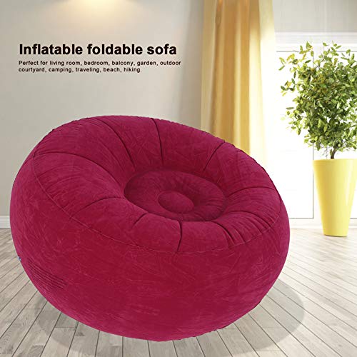 MAGT Sofá Individual, 2 Colores al Aire Libre Plegable Inflable Flocado sofá Individual Silla para Sala de Estar balcón jardín(Rosa roja)