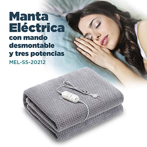 Manta Eléctrica Lavable de Lana de Coral, Calentador de Cama 180 x 80 cm, 3 Potencias,