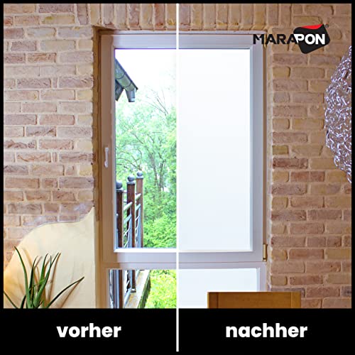 MARAPON® Vinilo Opaco para Ventanas Autoadhesivo Estático Blanco [60x200 cm] - Incluye Libro Electrónico con Consejos Profesionales – Vinilos para Ventanas Alta Privacidad – Vinilo Ventana para Baño