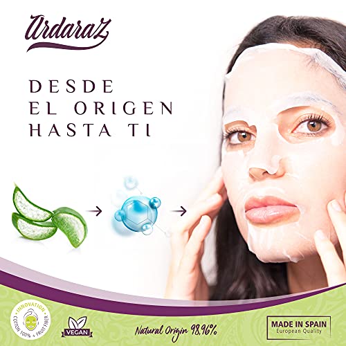 Mascarillas faciales Hidratantes Calmantes con Aloe Vera Canario. Mascarillas faciales Pack de 5. Potente acción Hidratante y Refrescante. Tejido Natural de Fibra de Frutas