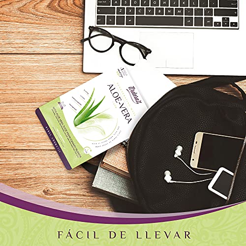 Mascarillas faciales Hidratantes Calmantes con Aloe Vera Canario. Mascarillas faciales Pack de 5. Potente acción Hidratante y Refrescante. Tejido Natural de Fibra de Frutas