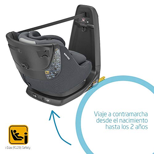 Maxi-Cosi Axissfix Plus Silla de coche giratoria 360° isofix, silla auto reclinable y contramarcha, con reductor bebé recién nacido, 0 meses - 4 años, color authentic graphite