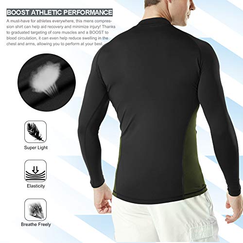 MEETWEE Camiseta De Compresión Hombre, Manga Larga para Deportes Camisetas Transpirable Secado Rápido T-Shirt para Running Ciclismo Fitness