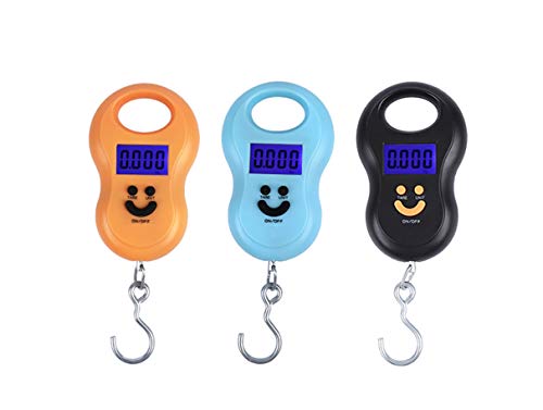 Meichoon Báscula Digital para Equipaje Báscula para Maleta Colgante 110lb / 50kg Pantalla LCD Retroiluminada con Anzuelo de Pesca para Viajes en Casa al Aire Libre Naranja C41