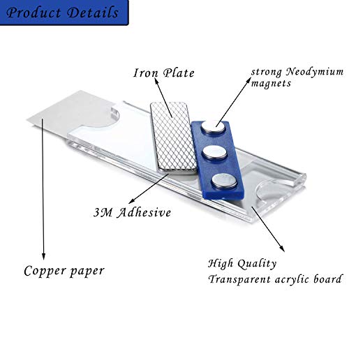 MEIXI Placas de identificación de magnético，con imán de 3 puntos para un agarre fuerte en la ropa, también en chaquetas, juego completo(10 piezas)