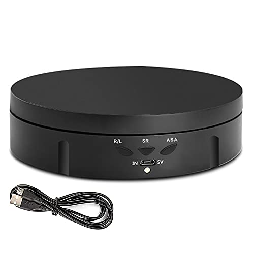 Mesa giratoria eléctrica, Plataforma de 360 Grados, Soporte de exhibición de Productos, para vídeo en Vivo, rotación automática, máx. 10 kg (Negro)