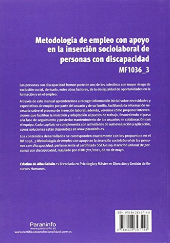 Metodología de empleo con apoyo en la inserción sociolaboral de personas con discapacidad (Cp - Certificado Profesionalidad)