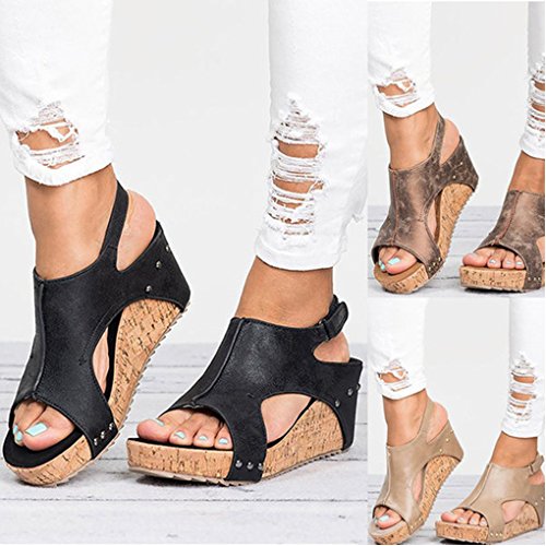 Minetom Sandalias De Mujer,Mujer Verano Dulce Encaje Arco Floral Sandalias con Cuña Peep Toe Cabeza Pescado Zapatos De Tacón Alto Chancletas Zapatillas Sandalias Romanas De Mujer Oro EU 38