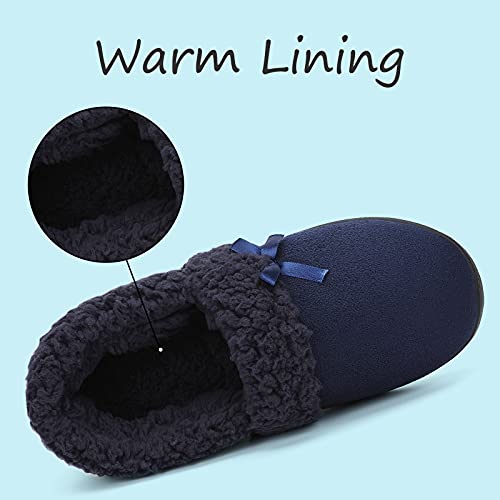 Mishansha Casa Pantuflas Hombre Zapatillas de Felpa Alta Densidad Espuma de Memoria Zapatos Cálido Slippers Azul 37 EU