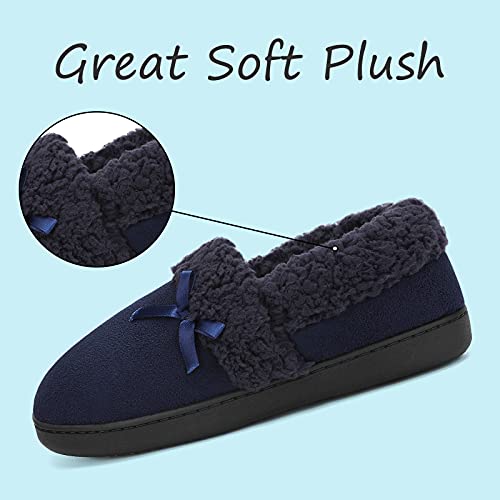 Mishansha Casa Pantuflas Hombre Zapatillas de Felpa Alta Densidad Espuma de Memoria Zapatos Cálido Slippers Azul 37 EU