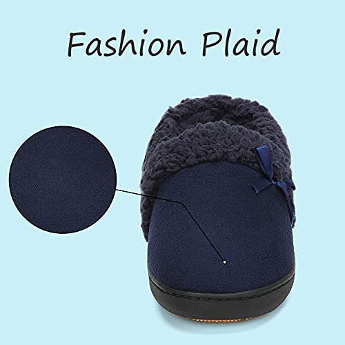 Mishansha Casa Pantuflas Hombre Zapatillas de Felpa Alta Densidad Espuma de Memoria Zapatos Cálido Slippers Azul 37 EU