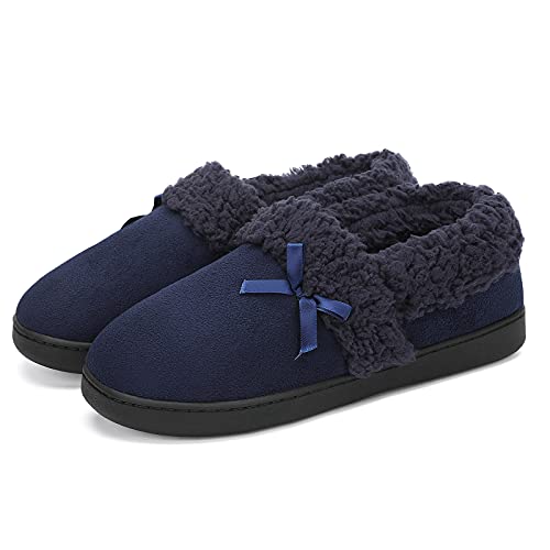 Mishansha Casa Pantuflas Hombre Zapatillas de Felpa Alta Densidad Espuma de Memoria Zapatos Cálido Slippers Azul 37 EU