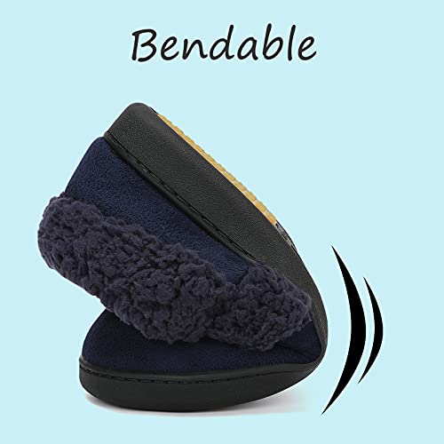 Mishansha Casa Pantuflas Hombre Zapatillas de Felpa Alta Densidad Espuma de Memoria Zapatos Cálido Slippers Azul 37 EU