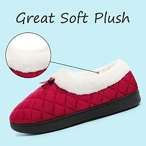 Mishansha Casa Pantuflas Peludas Mujer Zapatos Caliente Comoda Zapatillas Invierno Slippers Rojo 36 EU