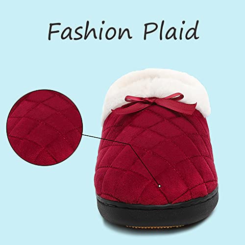 Mishansha Casa Pantuflas Peludas Mujer Zapatos Caliente Comoda Zapatillas Invierno Slippers Rojo 36 EU