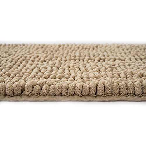 MIULEE 1 Pieza Alfombra de Baño Chenille Suave Antipolvo Alfombra de Felpa Antideslizante para Dormitorio Pasillo Puertas de Entrada Sala de Estar Cocina 40 cm x 60 cm Beige