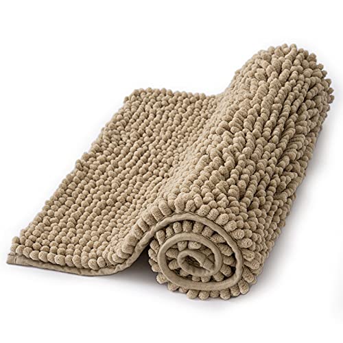 MIULEE 1 Pieza Alfombra de Baño Chenille Suave Antipolvo Alfombra de Felpa Antideslizante para Dormitorio Pasillo Puertas de Entrada Sala de Estar Cocina 40 cm x 60 cm Beige