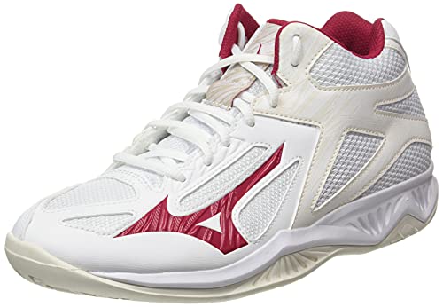 Mizuno Thunder Blade 3 Mid, Zapatillas Deportivas Mujer, White/PRed/WhiteSand, 38 EU