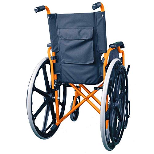 Mobiclinic, modelo Giralda, Silla de ruedas plegable, ortopédica, para minusválidos, reposapiés y reposabrazos extraíbles, color Naranja, asiento 46 cm, ultraligera