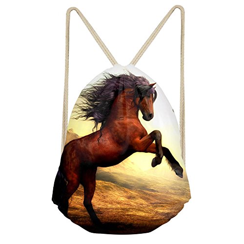 Mochila con cordón para gimnasio de Chaqlin, diseño de caballo (personalizable), hombre, S-CC6012Z3, White horse