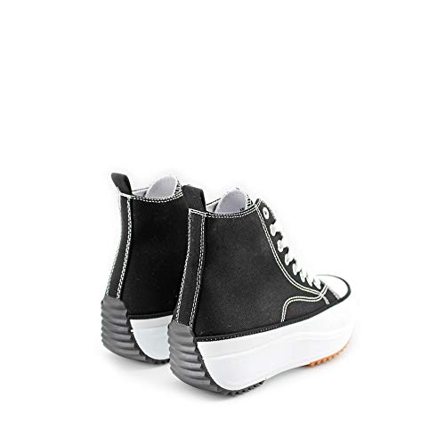 Modelisa - Zapatillas Altas Deportivas Lona con Cordón Mujer (Negro/Lona, Numeric_39)