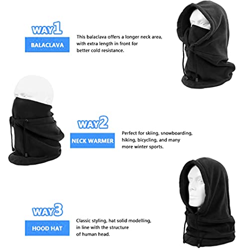 MOLIWEN Pasamontañas Moto Ski Deporte Impermeable Cuello Protector, Balaclava Polar, Sotocasco Máscara para Ciclismo para Hombre y Mujer (Negro)