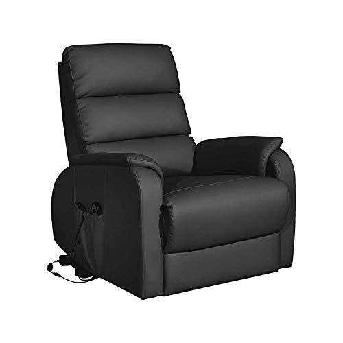 MOMMA HOME Sillón Levanta Personas con Sistema reclinable - Tapizado de Polipiel Color Negro - Ideal para Personas Mayores o con Movilidad Reducida - Modelo Tanger - Medidas - 75 x 93 x 98 cm