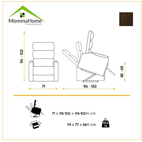 MOMMA HOME Sillón Levanta Personas con Sistema reclinable - Tapizado de Polipiel Color Negro - Ideal para Personas Mayores o con Movilidad Reducida - Modelo Tanger - Medidas - 75 x 93 x 98 cm